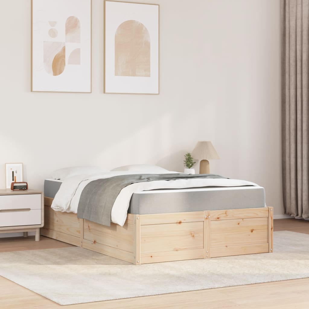 vidaXL Bed with Mattress 140x190 cm Solid Wood Pine