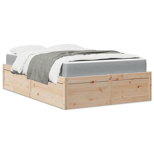 vidaXL Bed with Mattress 140x190 cm Solid Wood Pine