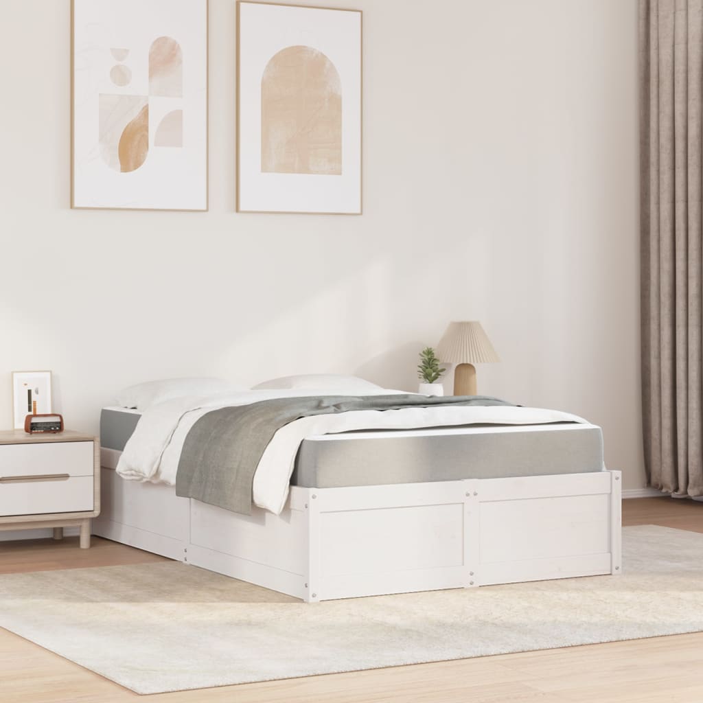 vidaXL Bed with Mattress White 140x190 cm Solid Wood Pine