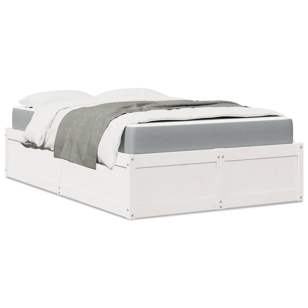 vidaXL Bed with Mattress White 140x190 cm Solid Wood Pine