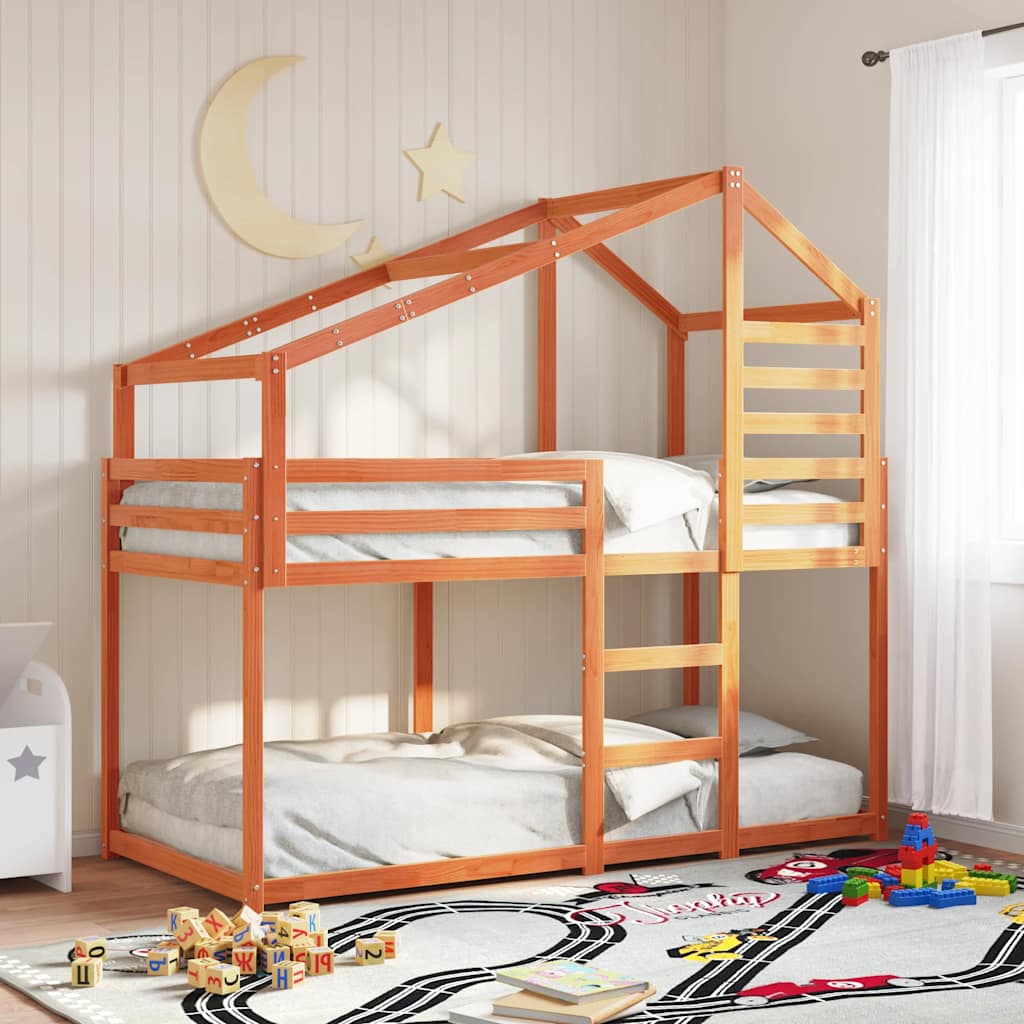 Bunk Bed without Mattress Wax Brown 80x200 cm Solid Wood Pine