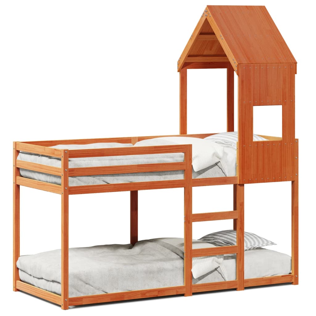 Bunk Bed without Mattress Wax Brown 90x190 cm Single Solid Wood Pine