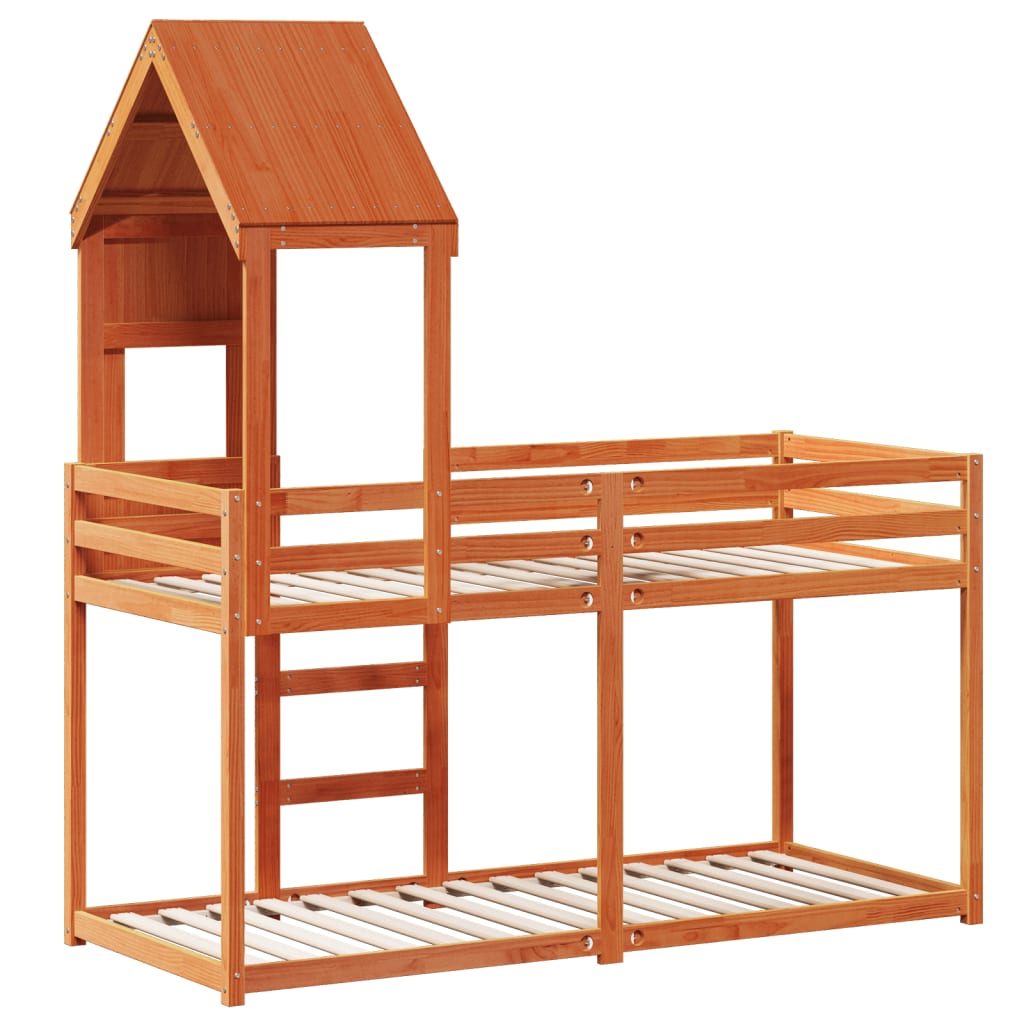 Bunk Bed without Mattress Wax Brown 90x190 cm Single Solid Wood Pine