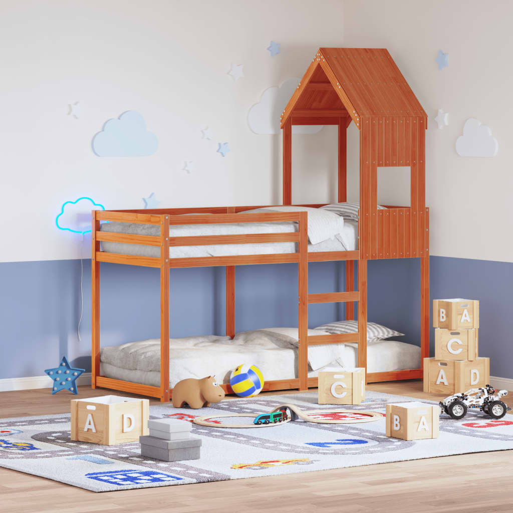 Bunk Bed without Mattress Wax Brown 90x190 cm Single Solid Wood Pine