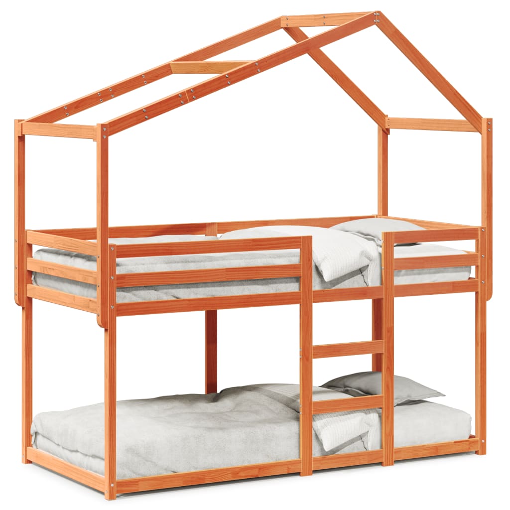 Bunk Bed without Mattress Wax Brown 90x200 cm Solid Wood Pine