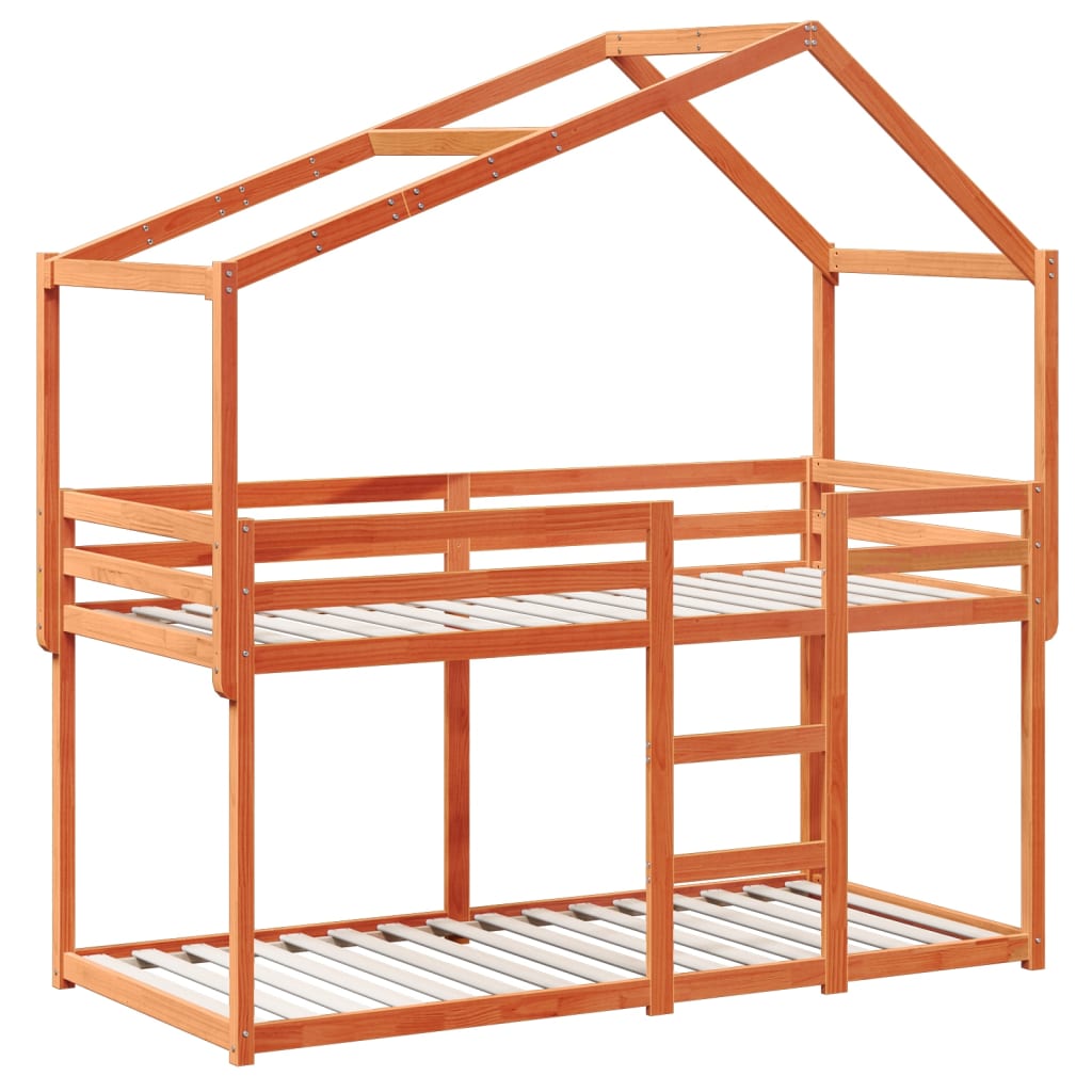 Bunk Bed without Mattress Wax Brown 90x200 cm Solid Wood Pine