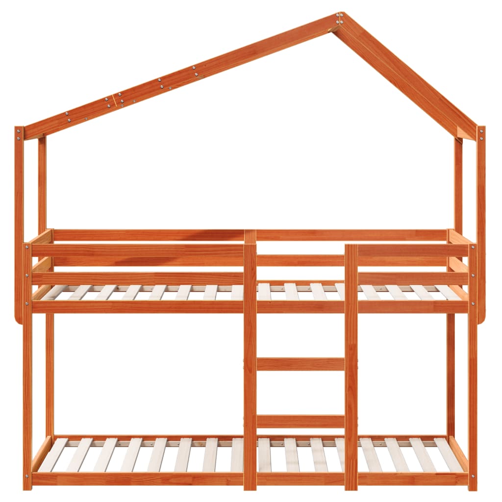 Bunk Bed without Mattress Wax Brown 90x200 cm Solid Wood Pine
