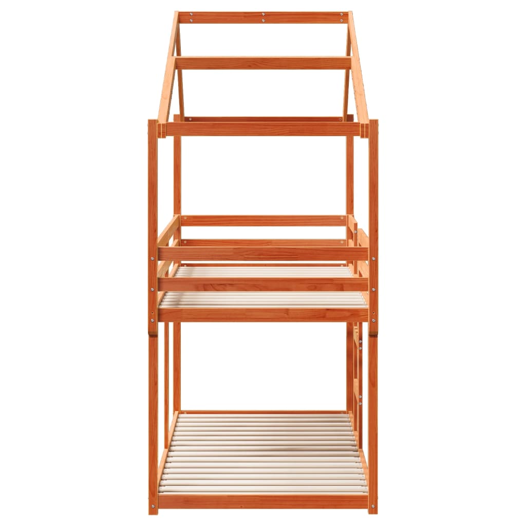 Bunk Bed without Mattress Wax Brown 90x200 cm Solid Wood Pine