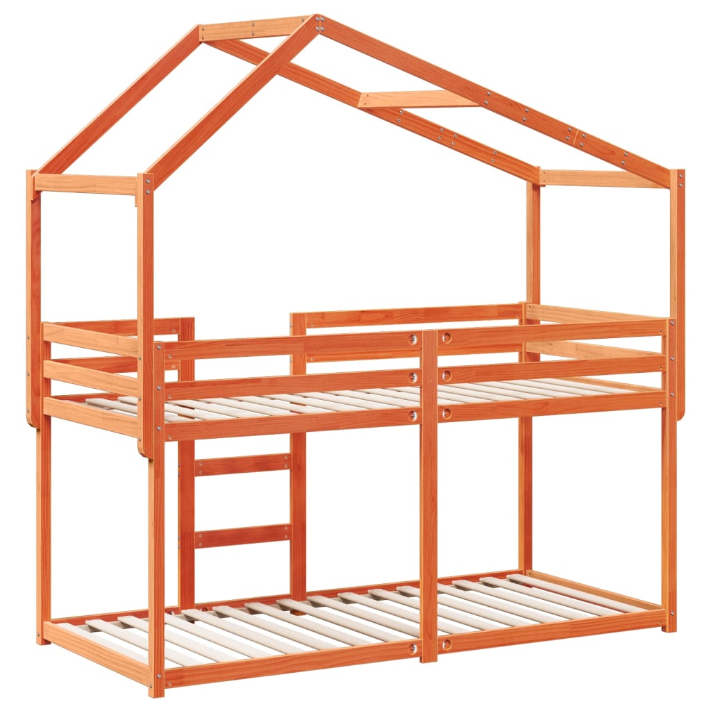 Bunk Bed without Mattress Wax Brown 90x200 cm Solid Wood Pine