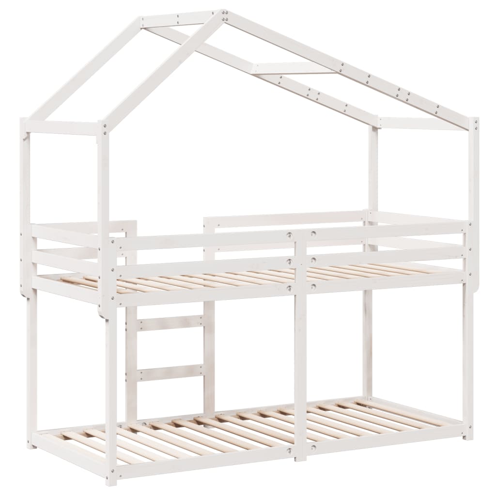 vidaXL Bunk Bed without Mattress White 90x190 cm Single Solid Wood Pine