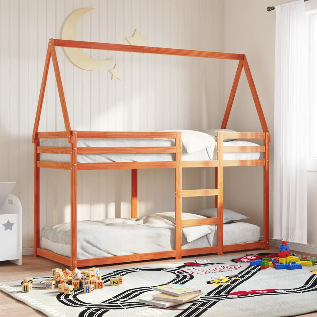 Bunk Bed without Mattress Wax Brown 90x190 cm Single Solid Wood Pine