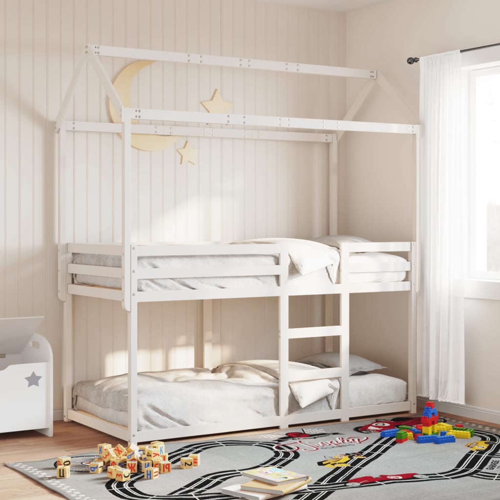 vidaXL Bunk Bed without Mattress White 90x190 cm Single Solid Wood Pine