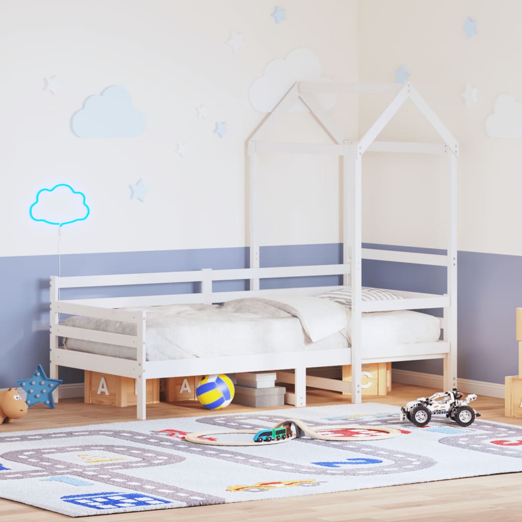 Day Bed with Roof without Mattress White 80x200 cm Solid Wood
