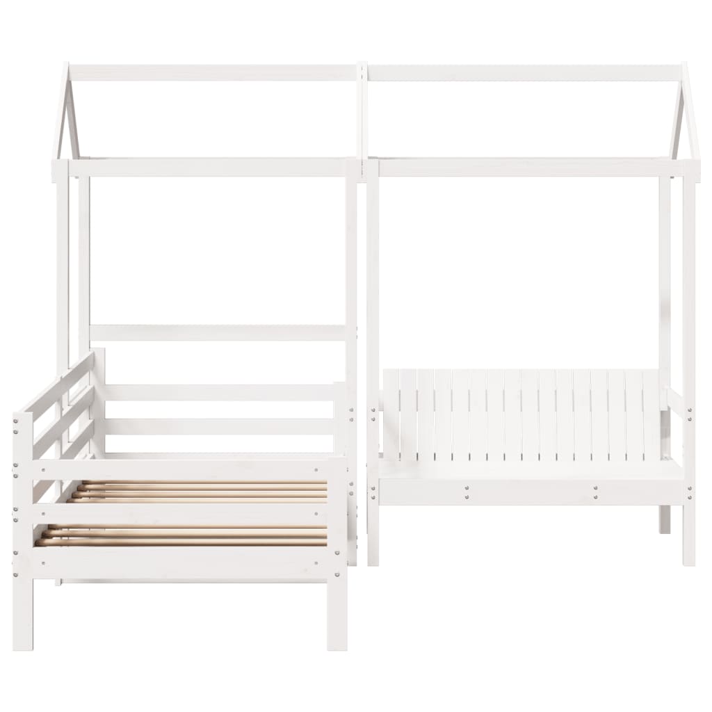 vidaXL Day Bed and Bench Set with Roof without Mattress White 90x200 cm