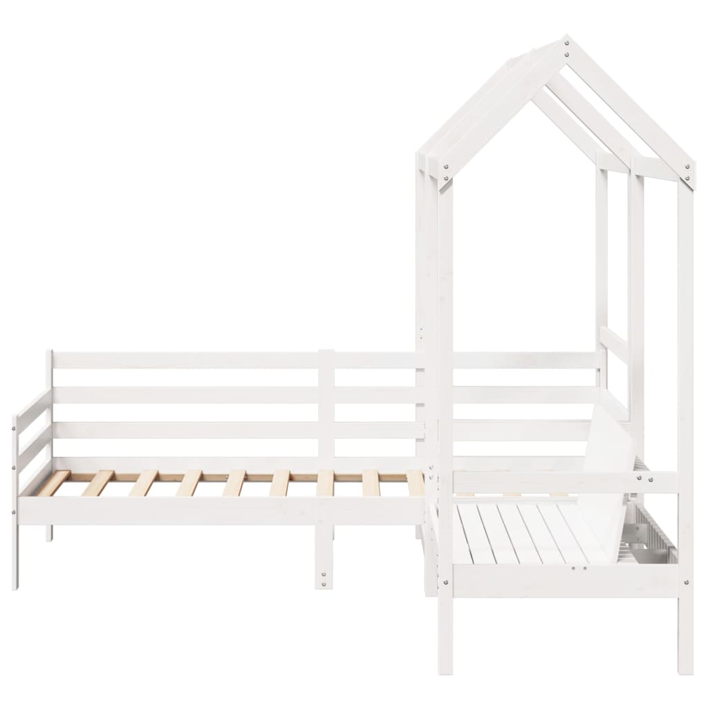 vidaXL Day Bed and Bench Set with Roof without Mattress White 90x200 cm