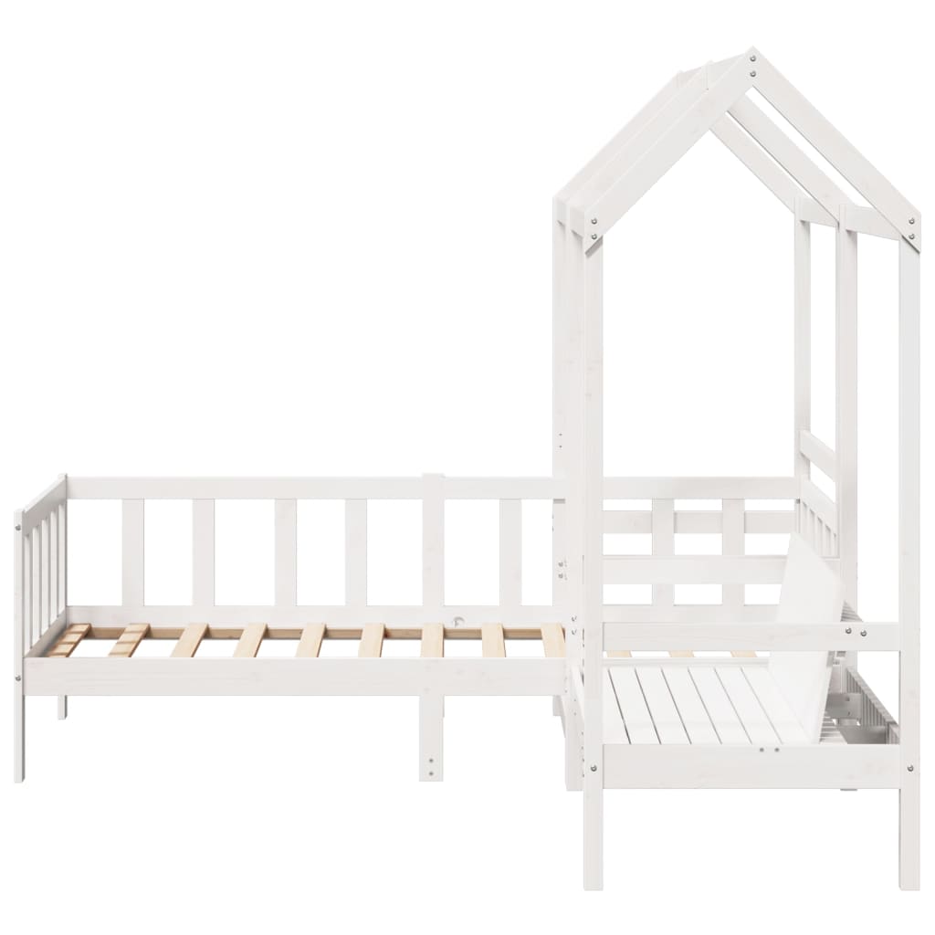 vidaXL Day Bed and Bench Set with Roof without Mattress White 90x200 cm