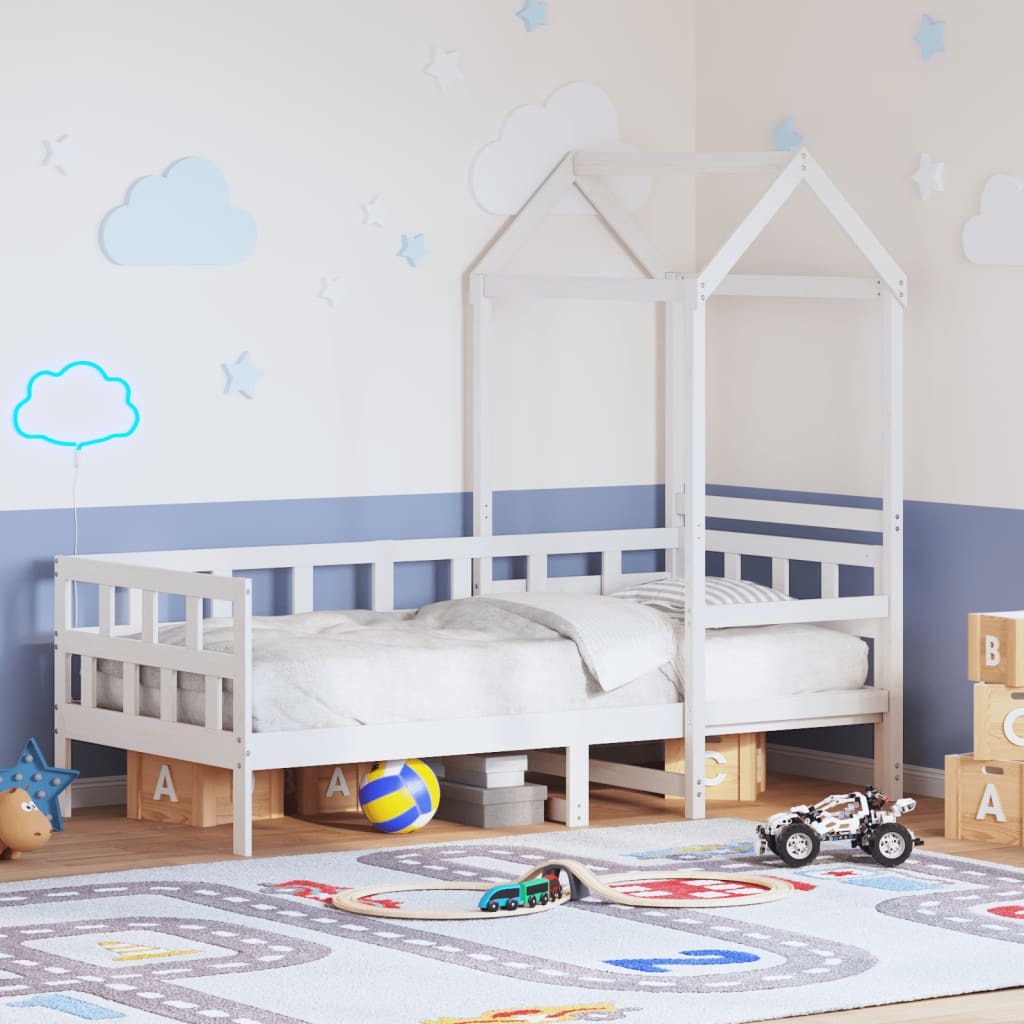 Day Bed with Roof without Mattress White 80x200 cm Solid Wood