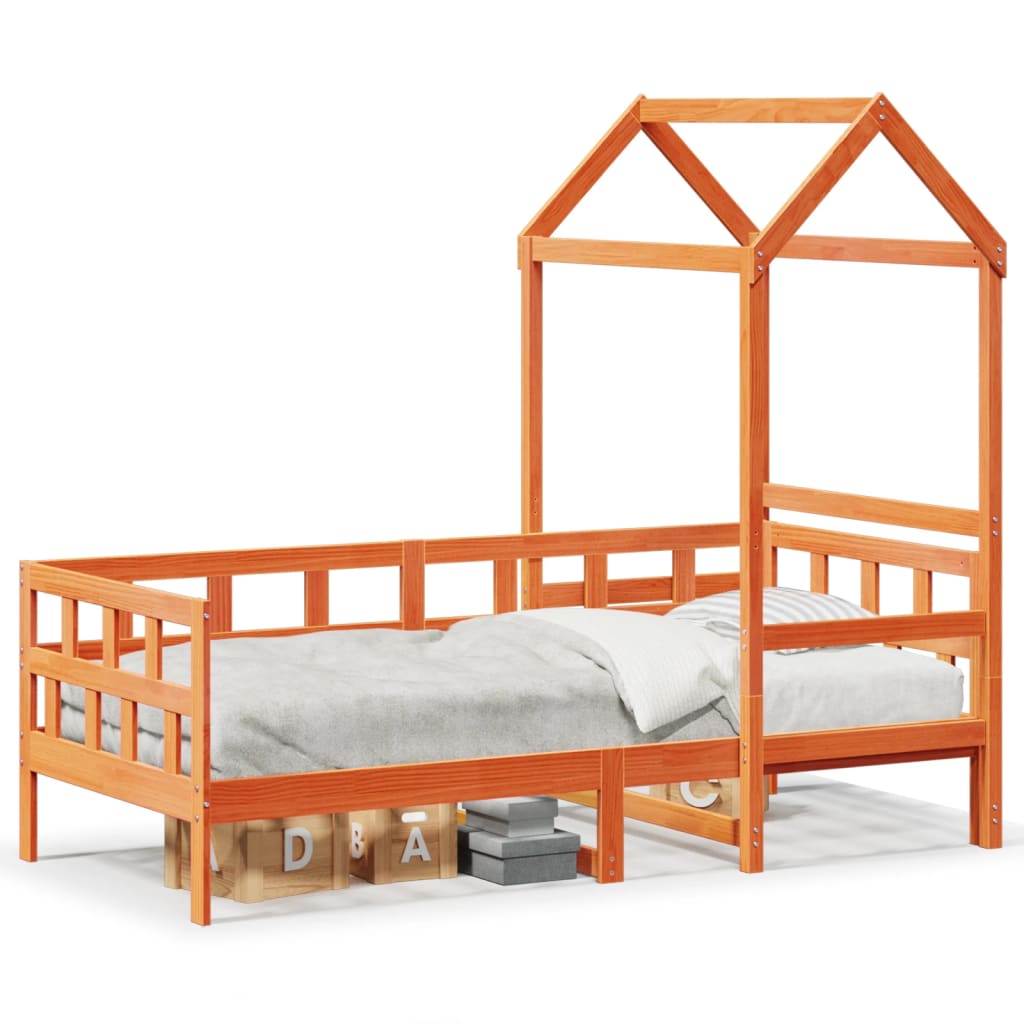 Day Bed with Roof without Mattress Wax Brown 80x200 cm Solid Wood