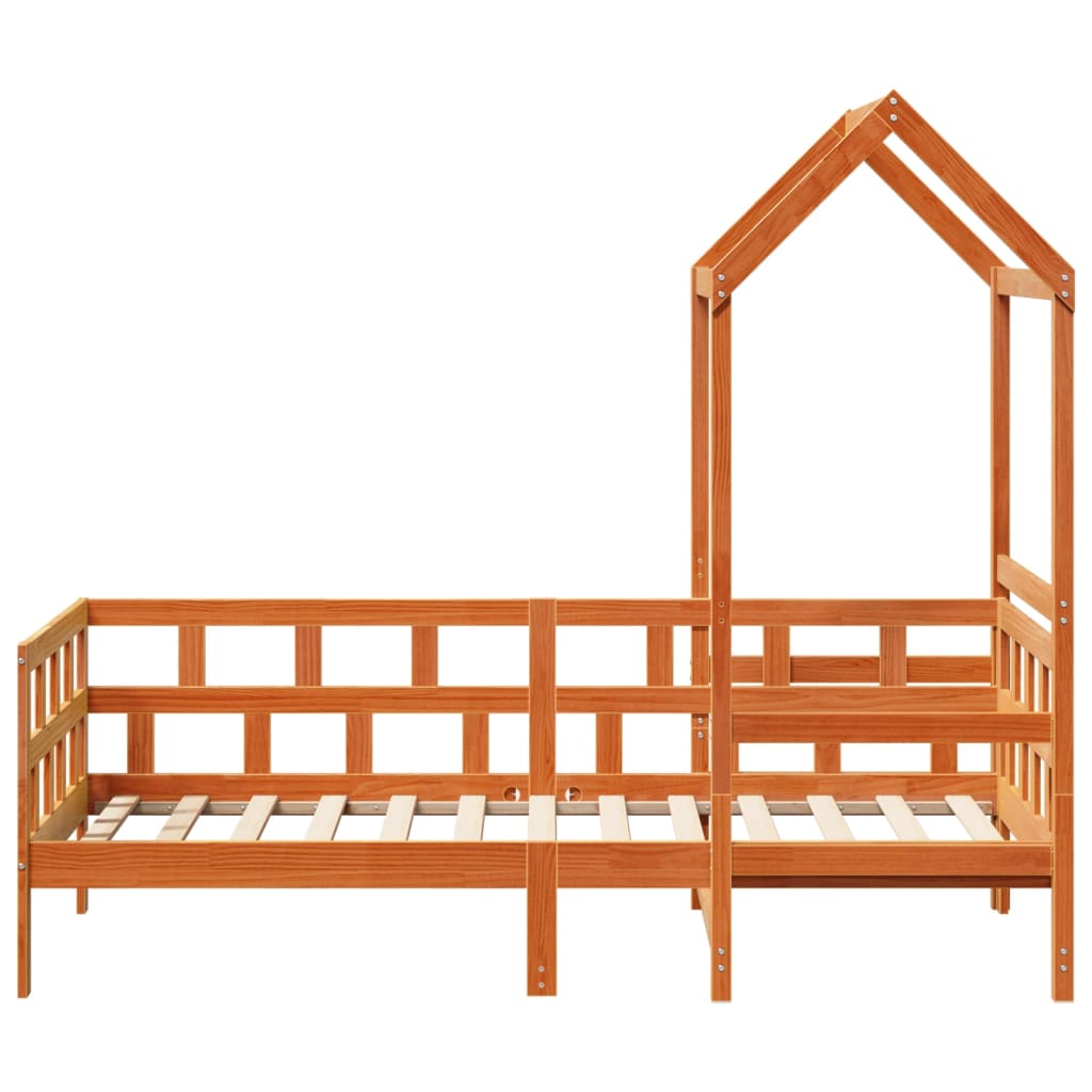 Day Bed with Roof without Mattress Wax Brown 80x200 cm Solid Wood