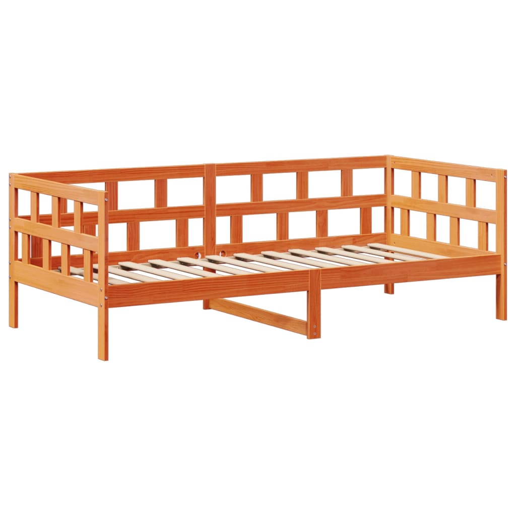 Day Bed Set with Roof without Mattress Wax Brown 90x200 cm