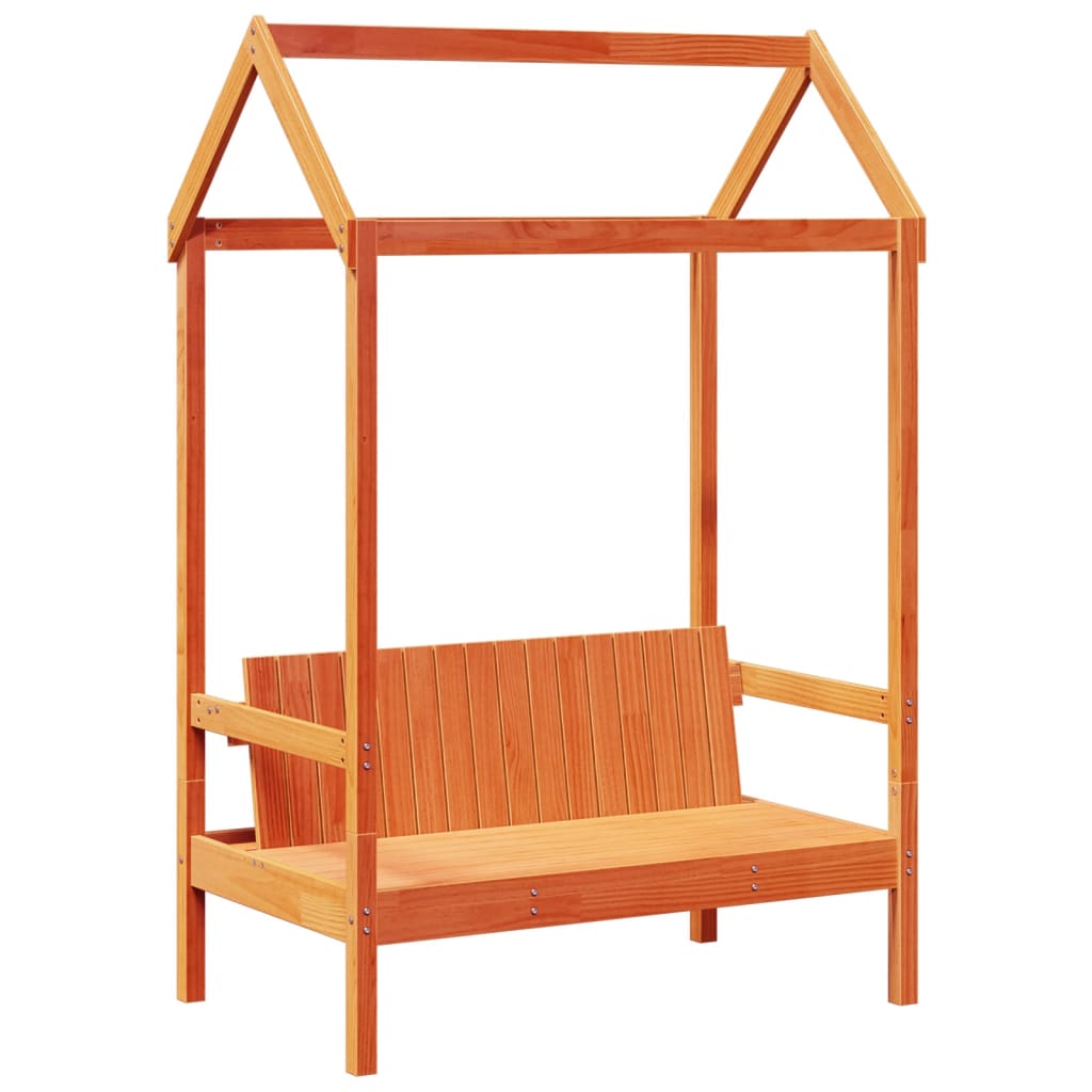 Day Bed Set with Roof without Mattress Wax Brown 90x200 cm
