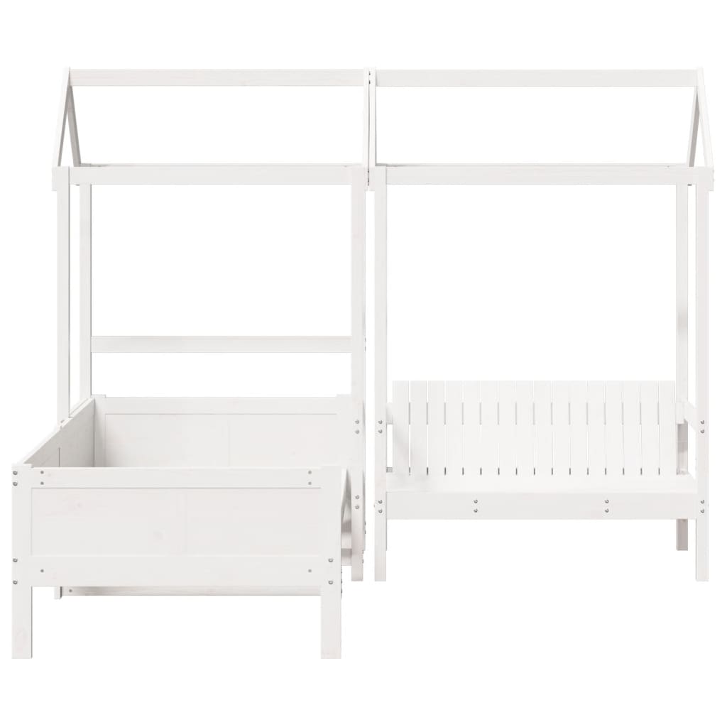 vidaXL Day Bed and Bench Set with Roof without Mattress White 90x190 cm Single