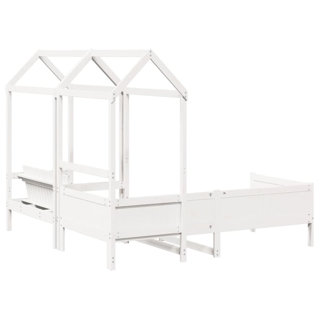 vidaXL Day Bed and Bench Set with Roof without Mattress White 90x190 cm Single