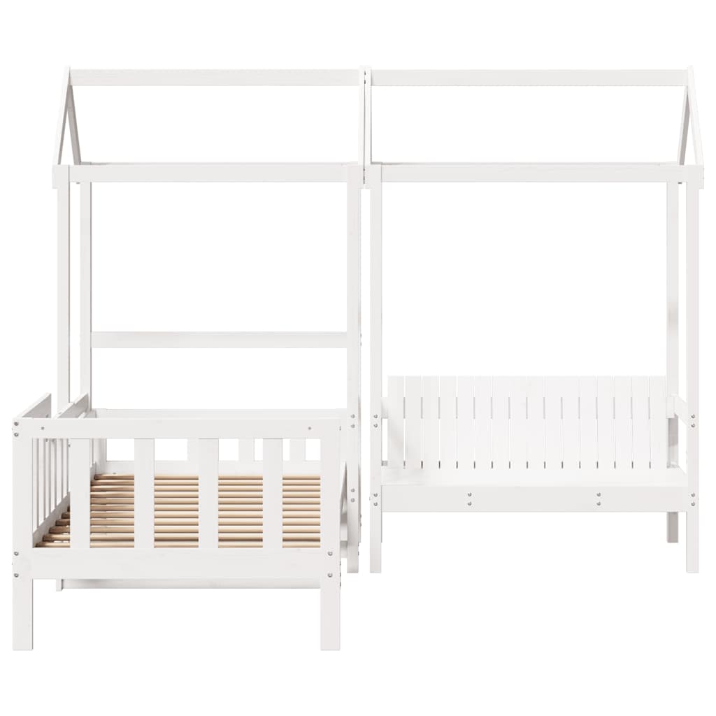 Day Bed and Bench Set with Roof without Mattress White 80x200 cm