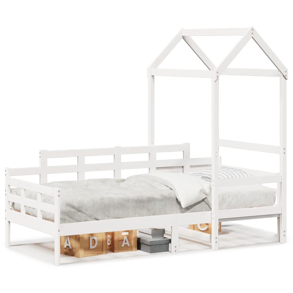 vidaXL Day Bed with Roof without Mattress White 90x200 cm Solid Wood