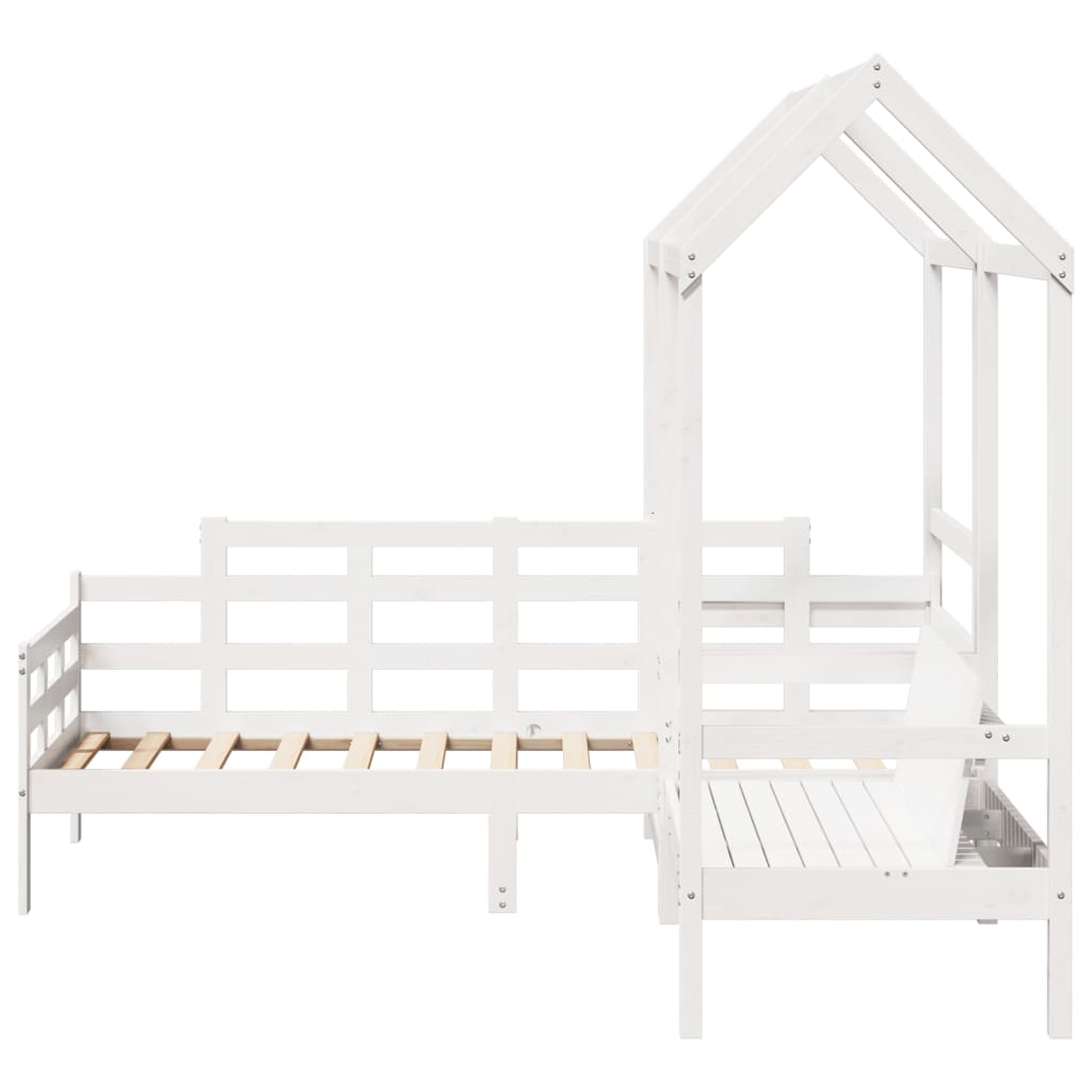 vidaXL Day Bed and Bench Set with Roof without Mattress White 90x200 cm