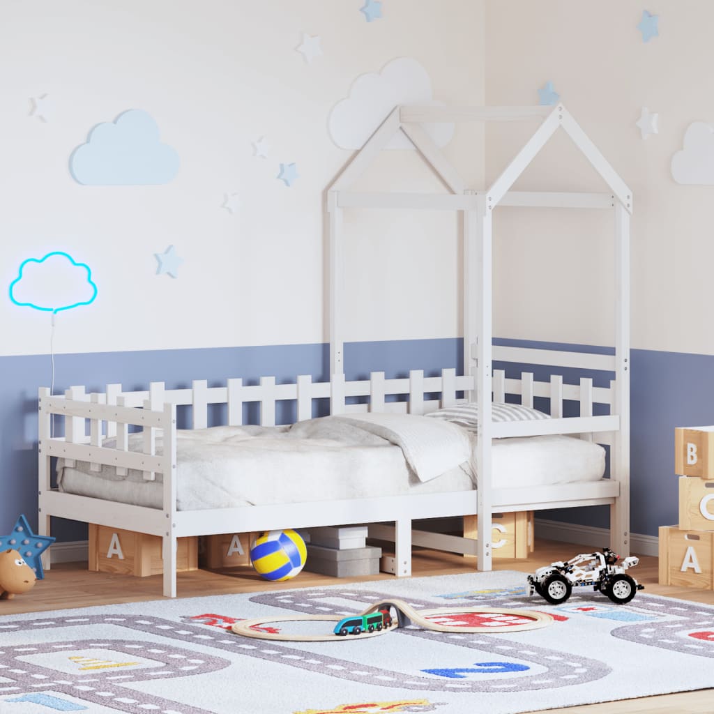 Day Bed with Roof without Mattress White 80x200 cm Solid Wood