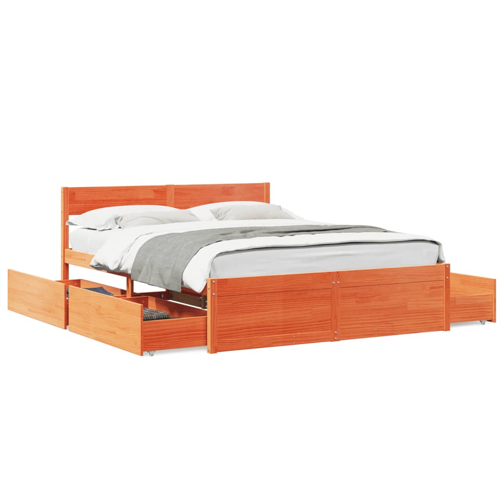 vidaXL Bed Frame without Mattress Wax Brown 160x200 cm Solid Wood Pine