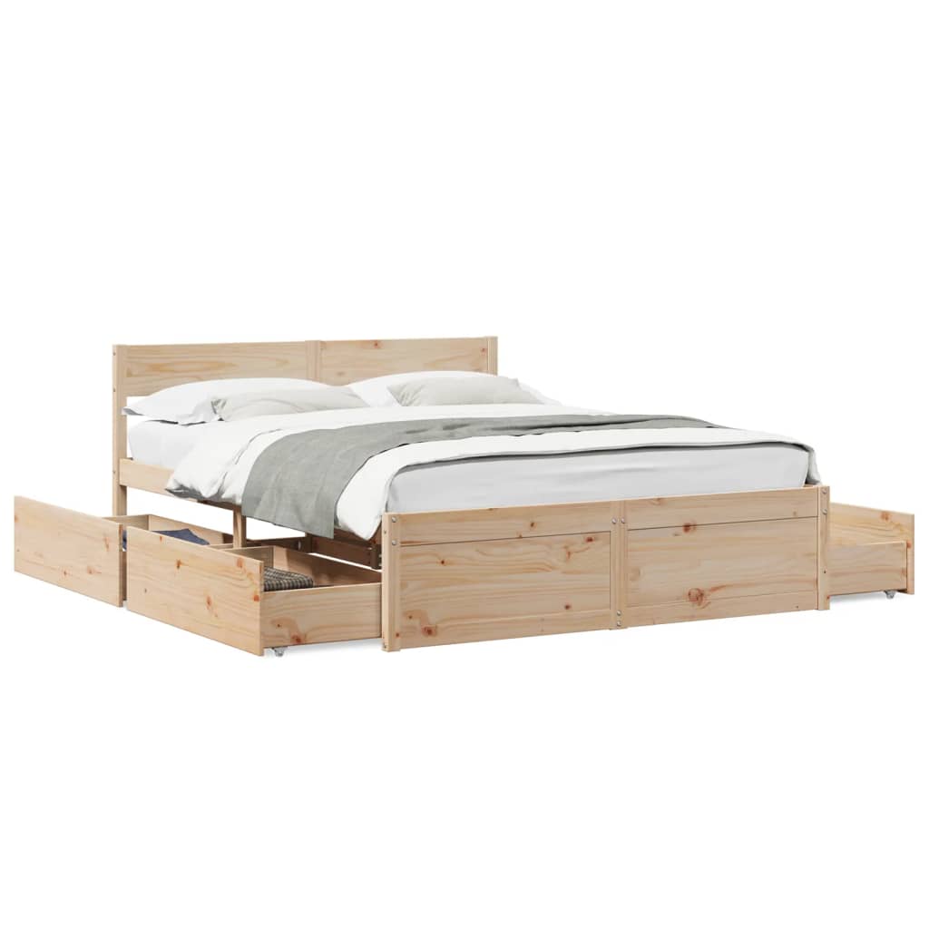 Bed Frame without Mattress 150x200 cm King Size Solid Wood Pine