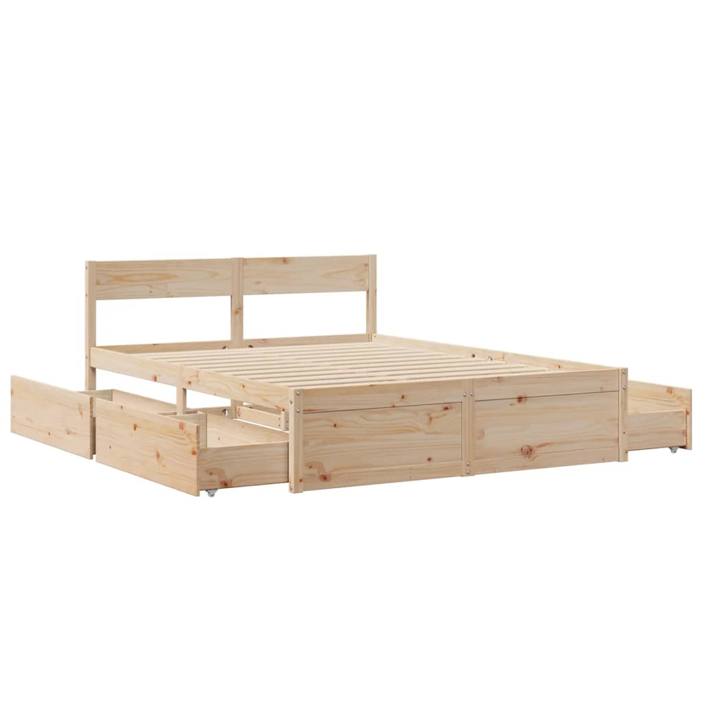 Bed Frame without Mattress 150x200 cm King Size Solid Wood Pine