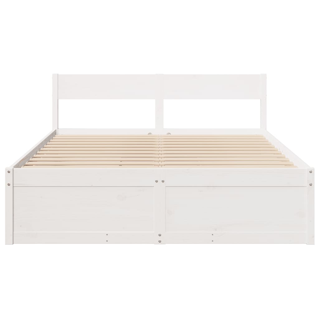 vidaXL Bed Frame without Mattress White 150x200 cm King Size Solid Wood Pine