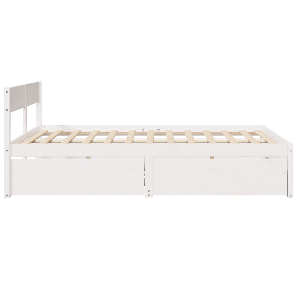 vidaXL Bed Frame without Mattress White 150x200 cm King Size Solid Wood Pine