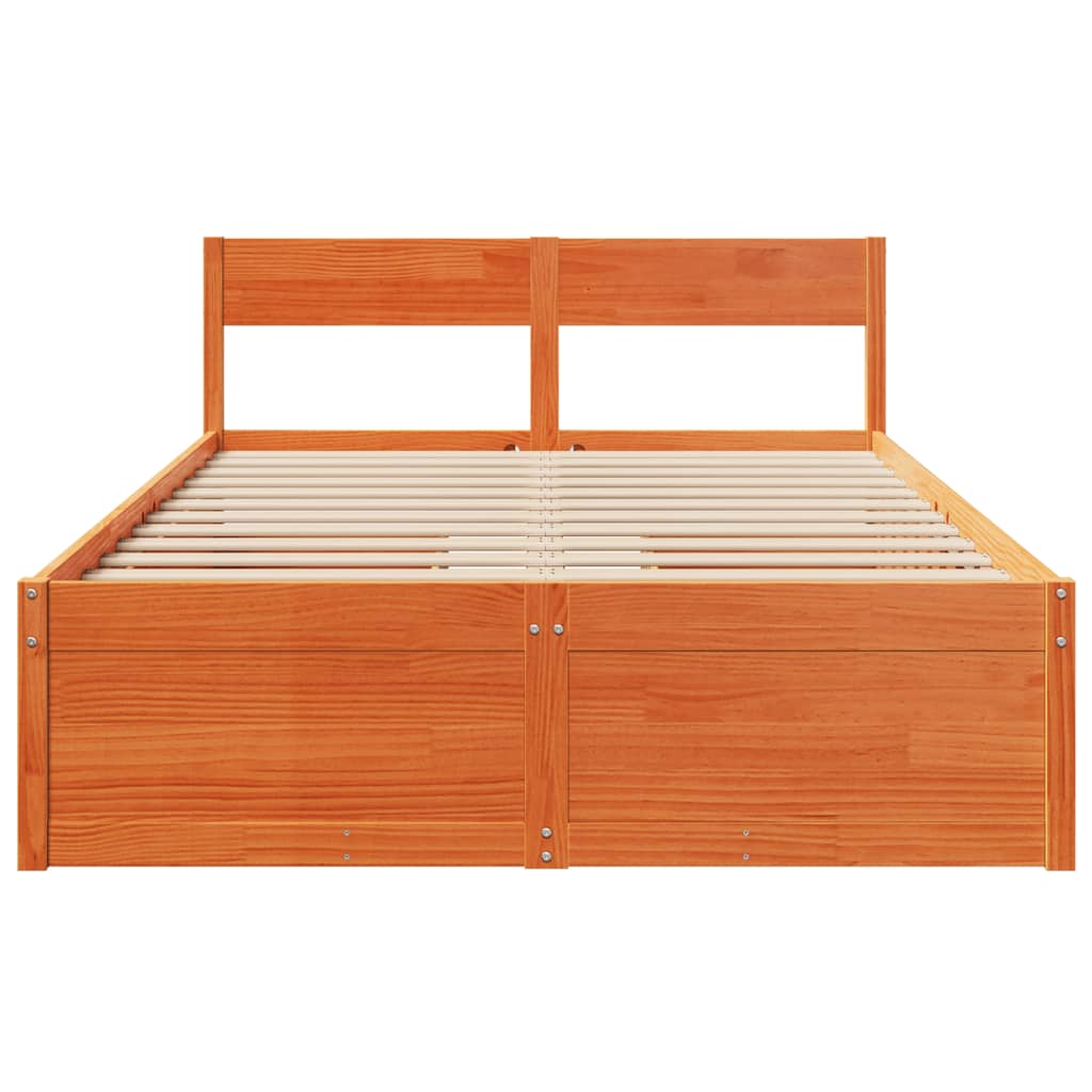 vidaXL Bed Frame without Mattress Wax Brown 120x200 cm Solid Wood Pine