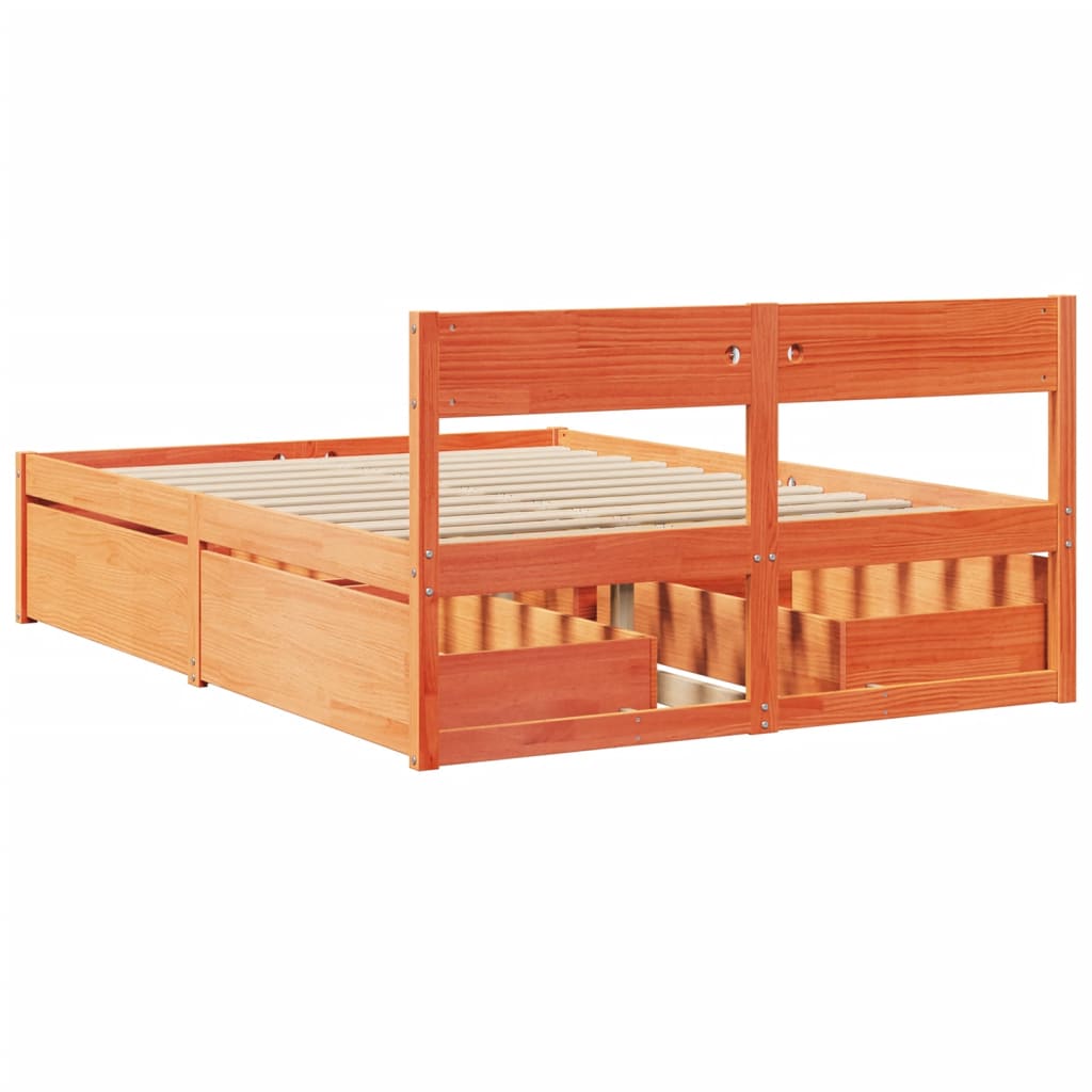 vidaXL Bed Frame without Mattress Wax Brown 120x200 cm Solid Wood Pine