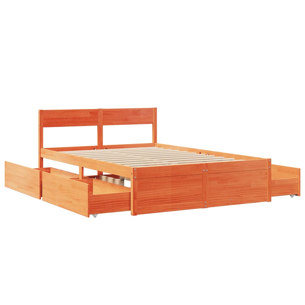 vidaXL Bed Frame without Mattress Wax Brown 120x200 cm Solid Wood Pine