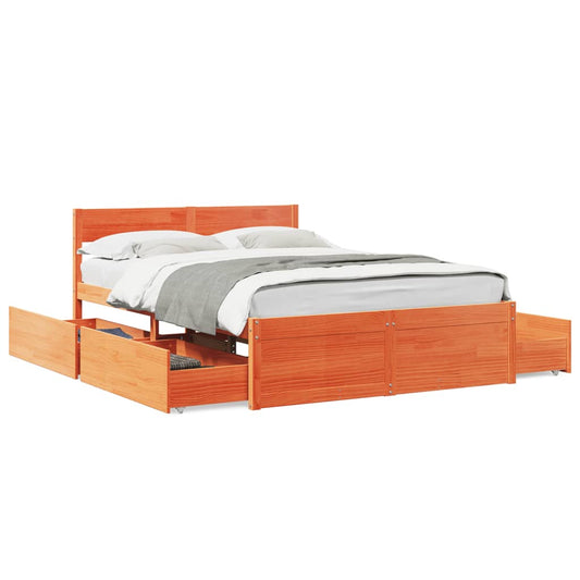 vidaXL Bed Frame without Mattress Wax Brown 120x200 cm Solid Wood Pine