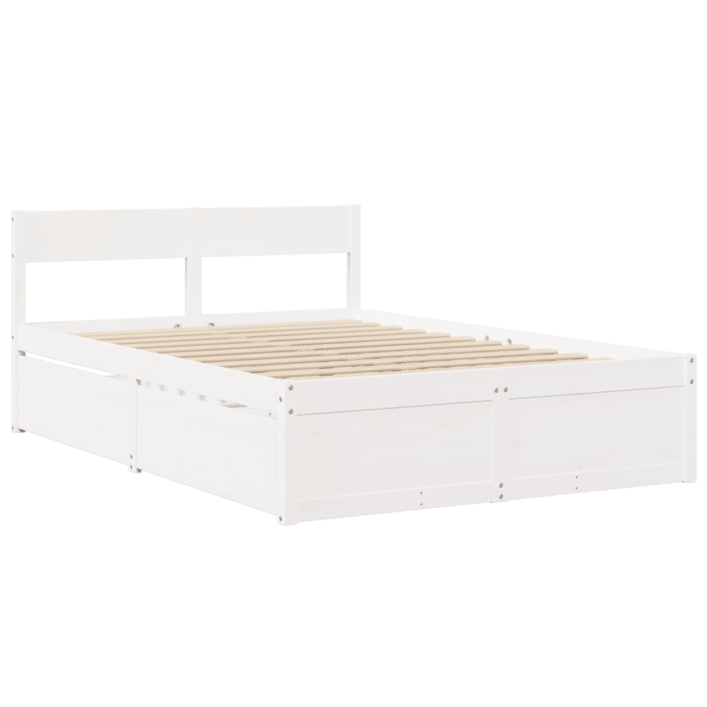 vidaXL Bed Frame without Mattress White 140x190 cm Solid Wood Pine