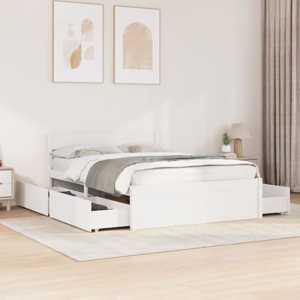 vidaXL Bed Frame without Mattress White 140x190 cm Solid Wood Pine