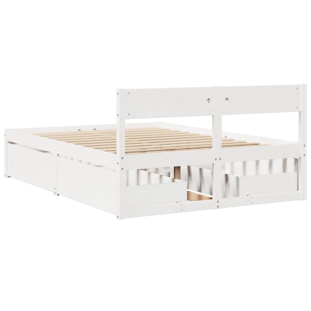 vidaXL Bed Frame without Mattress White 140x190 cm Solid Wood Pine