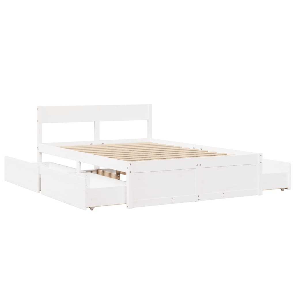 vidaXL Bed Frame without Mattress White 140x190 cm Solid Wood Pine