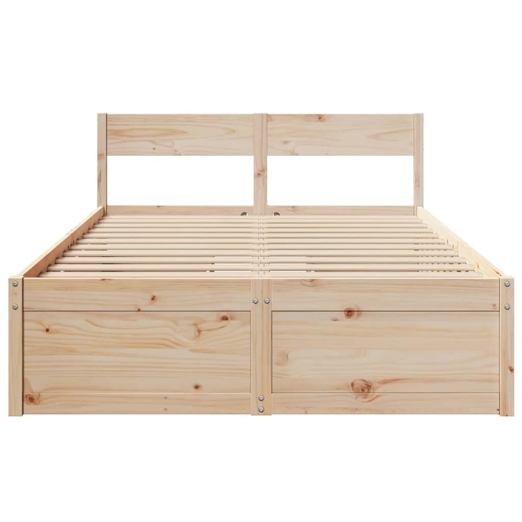 vidaXL Bed Frame without Mattress 135x190 cm Double Solid Wood Pine