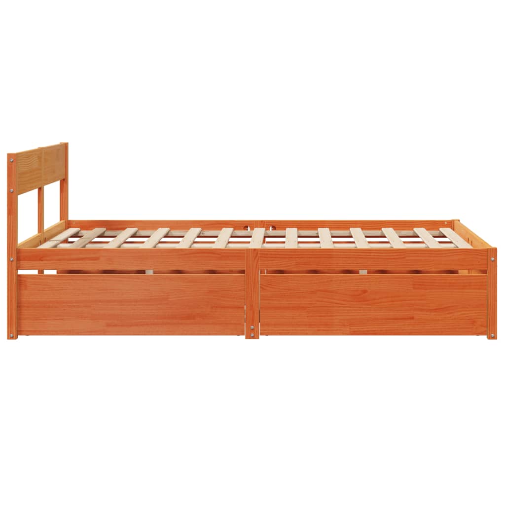 vidaXL Bed Frame without Mattress Wax Brown 135x190 cm Double Solid Wood Pine