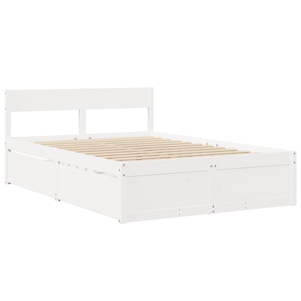 vidaXL Bed Frame without Mattress White 120x190 cm Small Double Solid Wood Pine