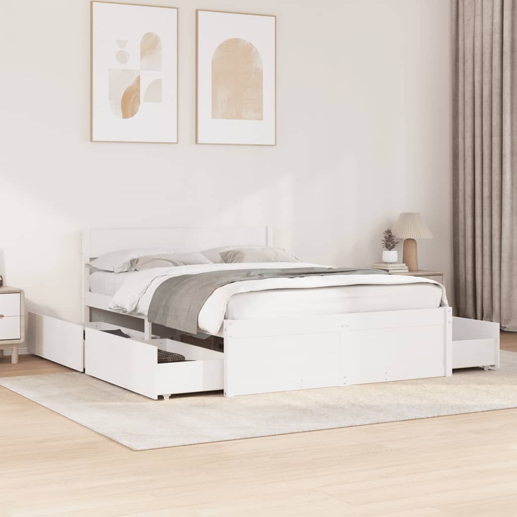 vidaXL Bed Frame without Mattress White 120x190 cm Small Double Solid Wood Pine