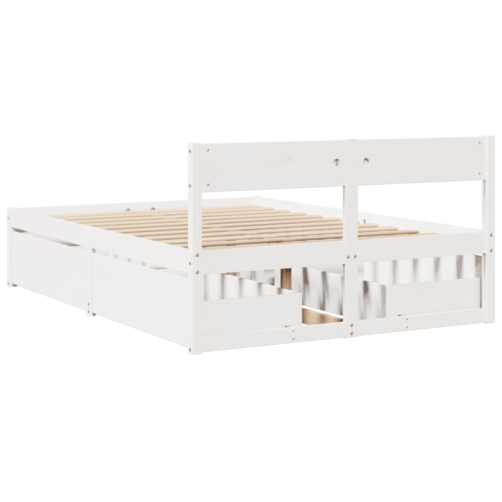 vidaXL Bed Frame without Mattress White 120x190 cm Small Double Solid Wood Pine