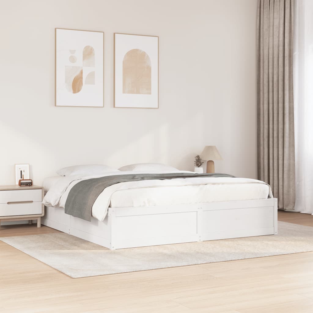 vidaXL Bed Frame without Mattress White 200x200 cm Solid Wood Pine